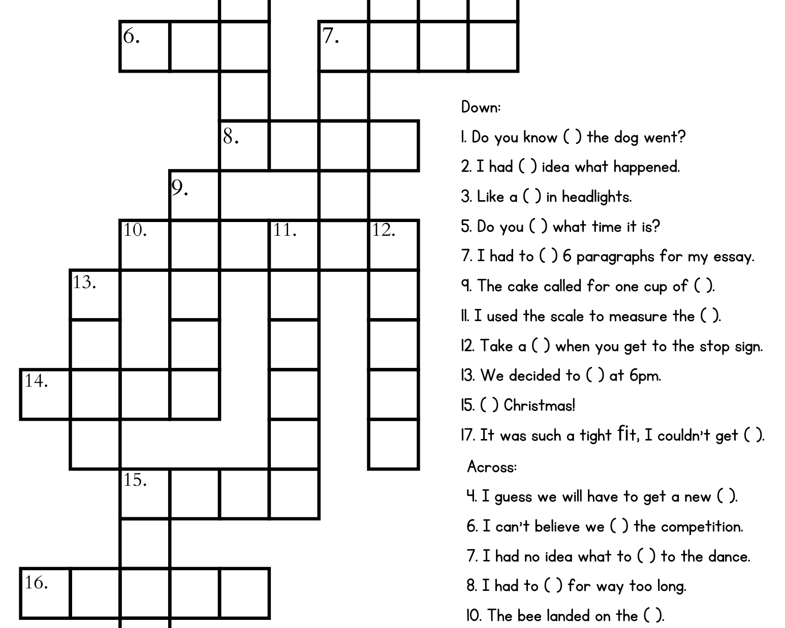 Homophone Crossword- This Resource Is Great For Grades 4-6. Crossword