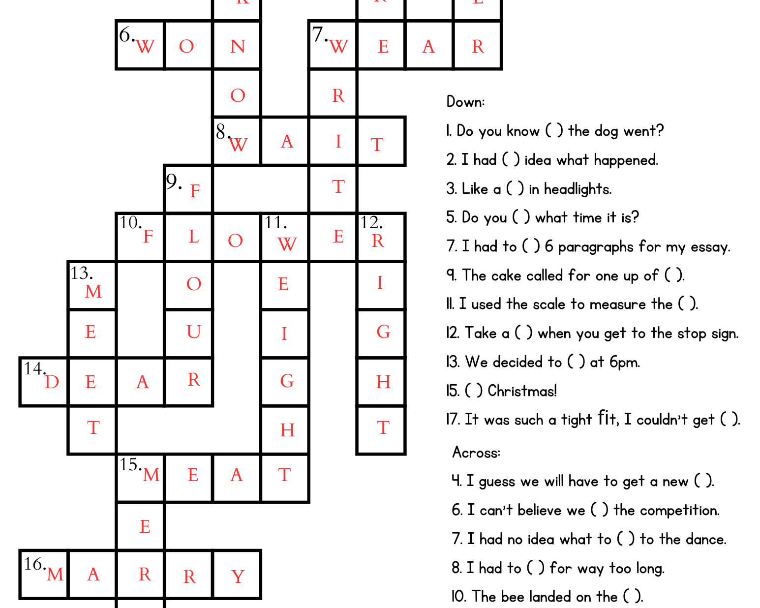 Homophone Crossword- This Resource Is Great For Grades 4-6. Crossword
