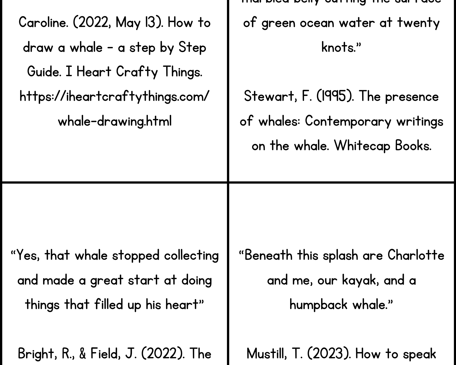 Whale Citing - This Resource Is Great For Grades 7-8.