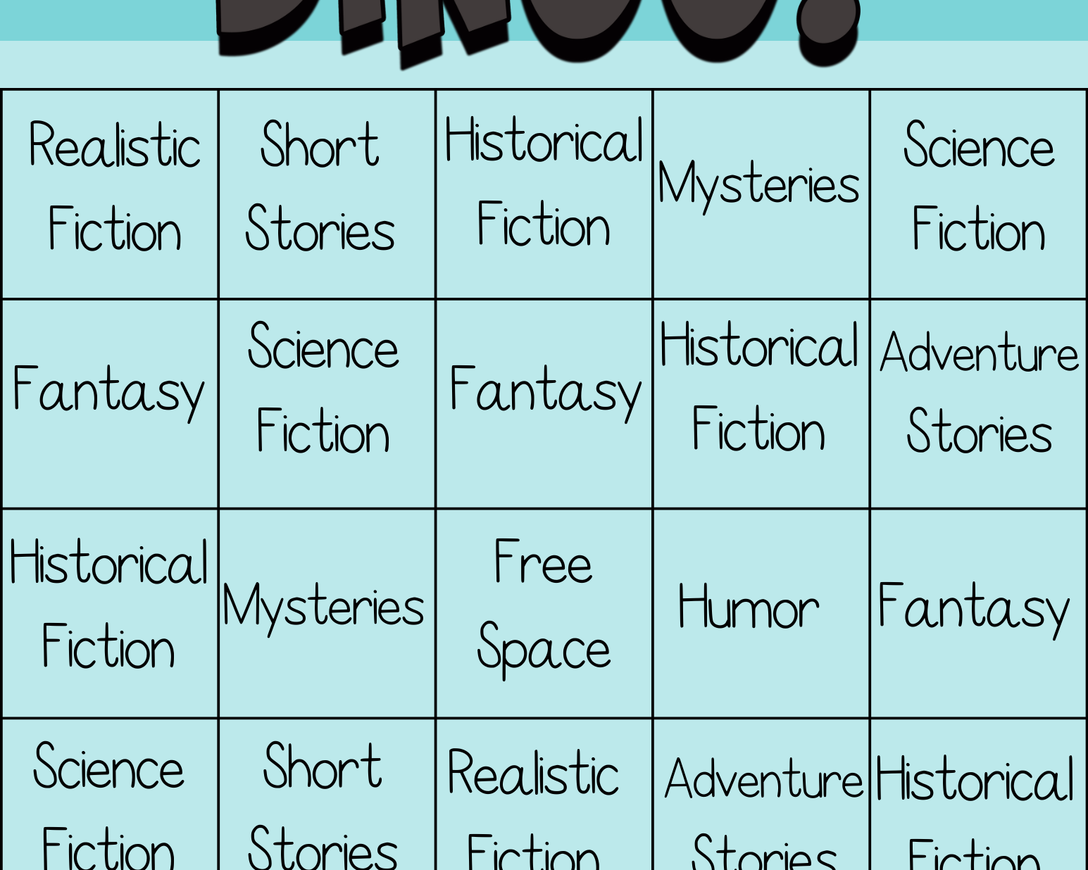 Genres Bingo - This Resource Is Great For Grades 7-8.