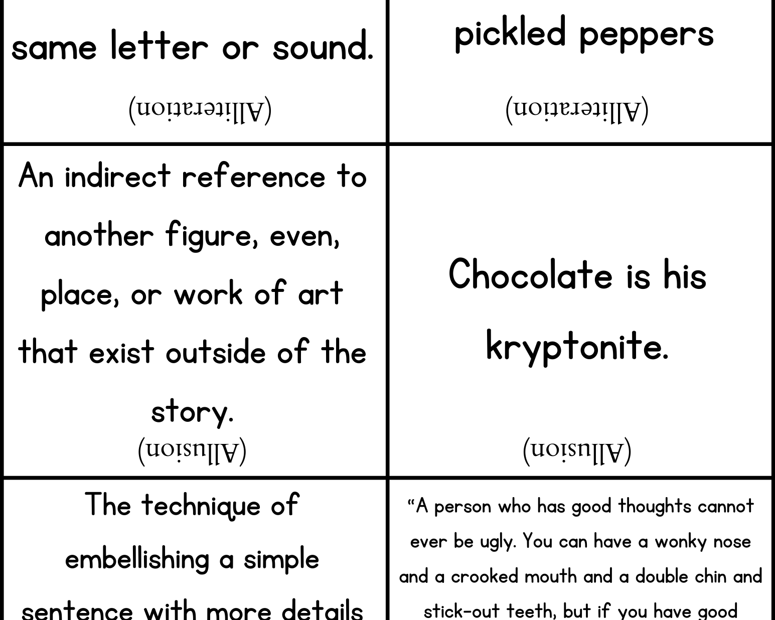 Literary Devices Bingo - This Resource Is Great For Grades 7-8.