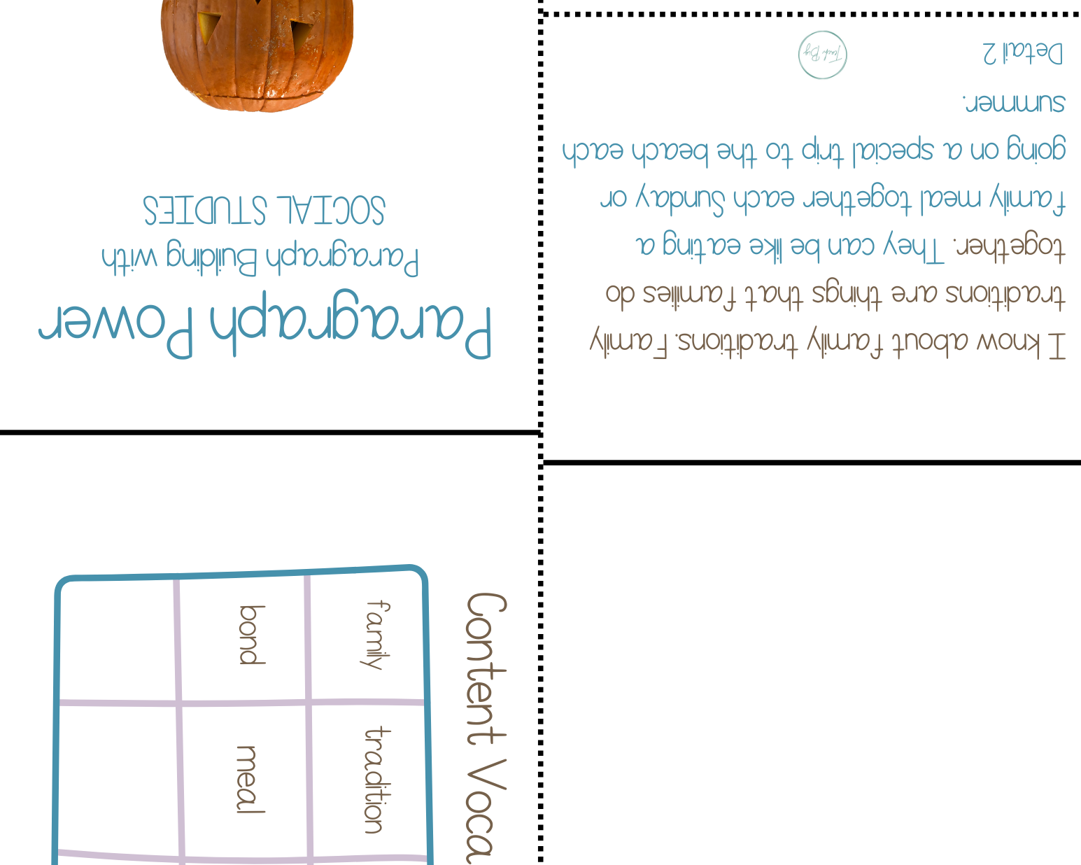 Paragraph Power - Social Studies Family Traditions | Whether It Is A Small Group Paired Student