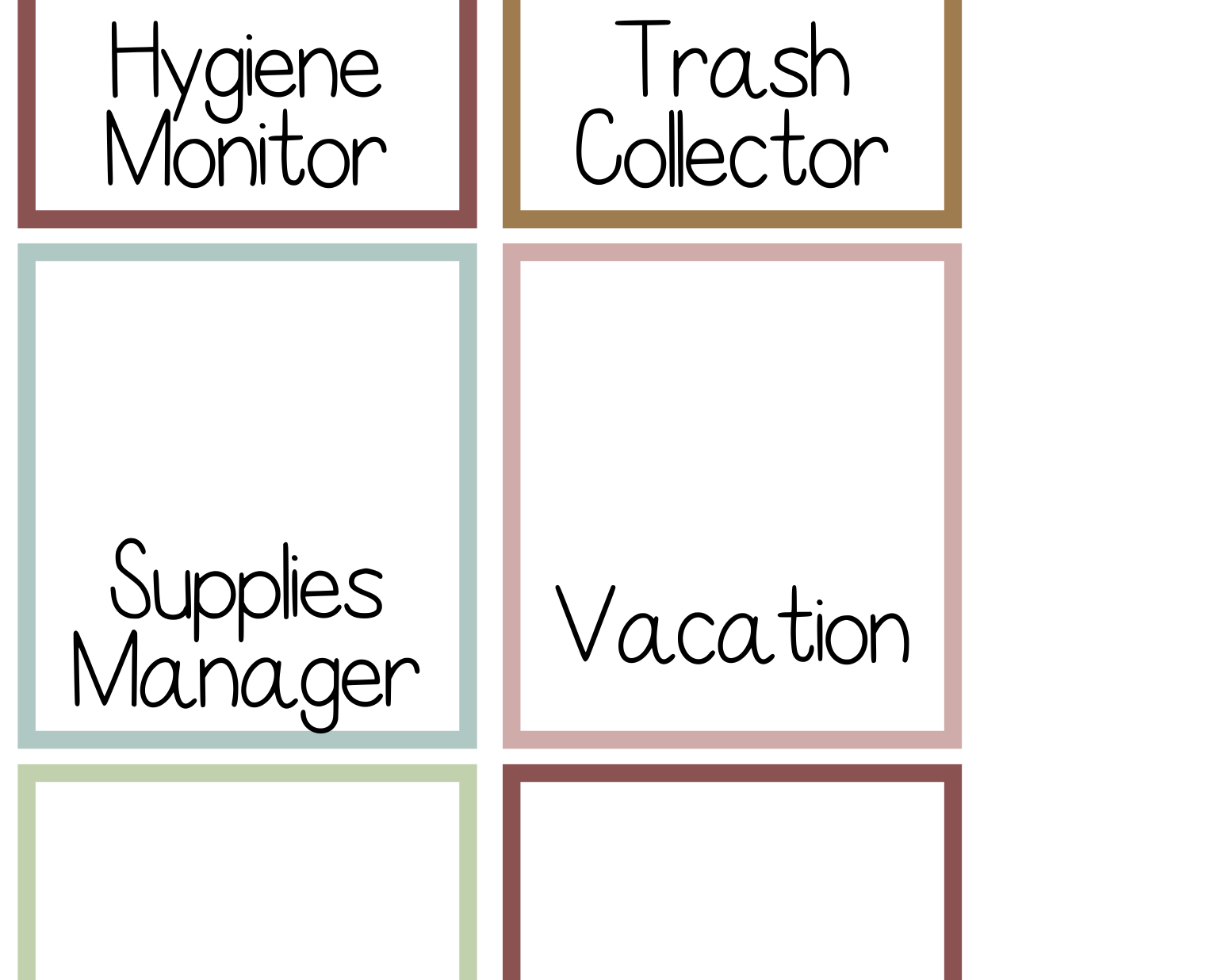 Jobs Chart | Buffalo Nickel Ranch Theme