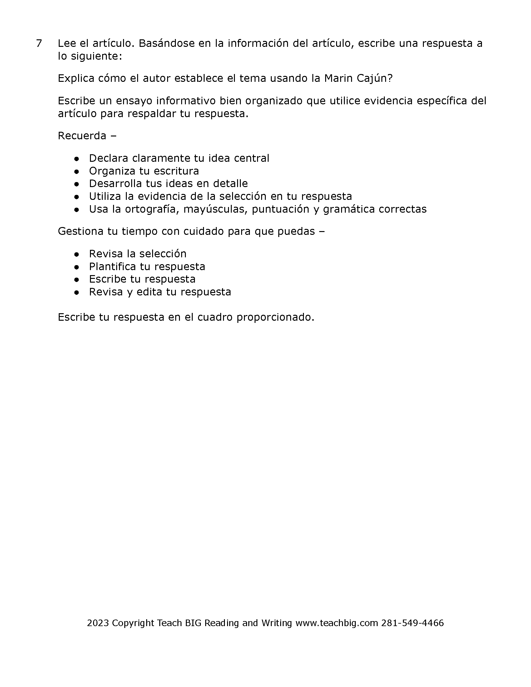 Passage Practice: Nonfiction - 5Th Grade The Cajun Navy | Spanish