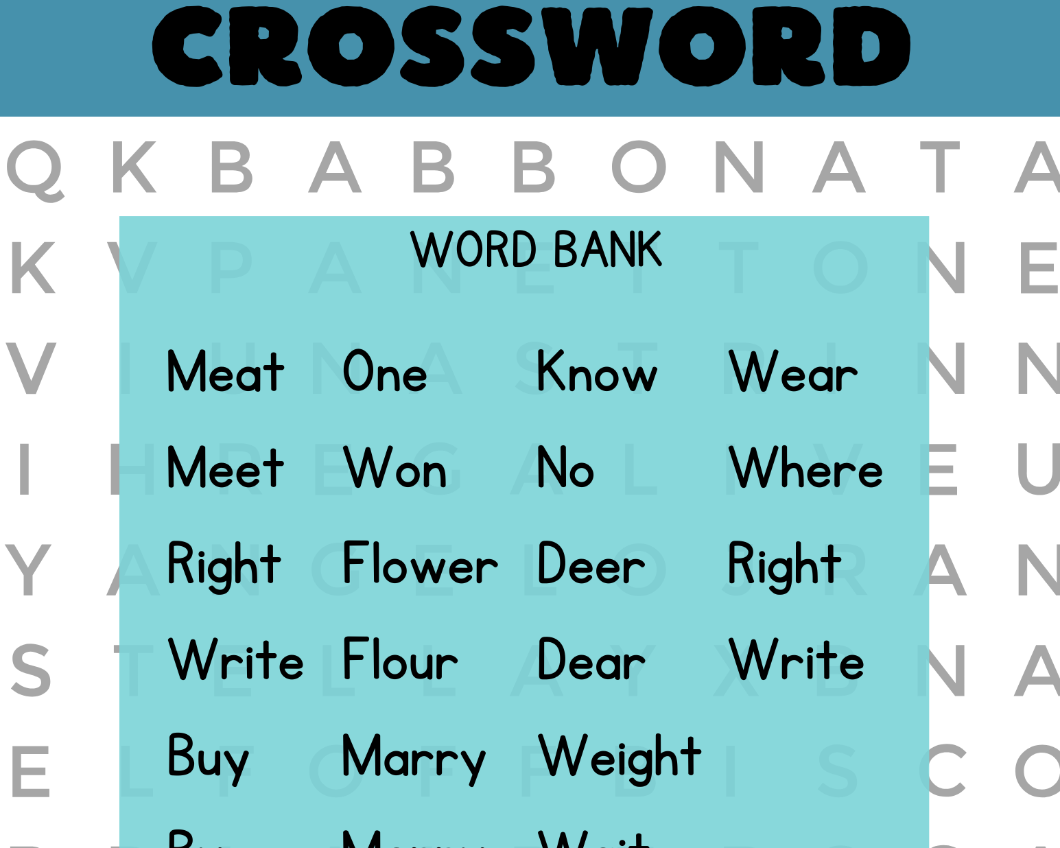 Homophone Crossword- This Resource Is Great For Grades 4-6. Crossword