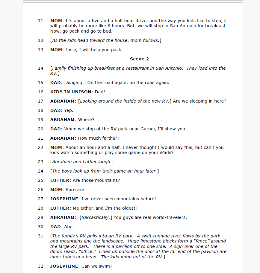 Practice Passage: Drama 6Th Grade Garner State Park