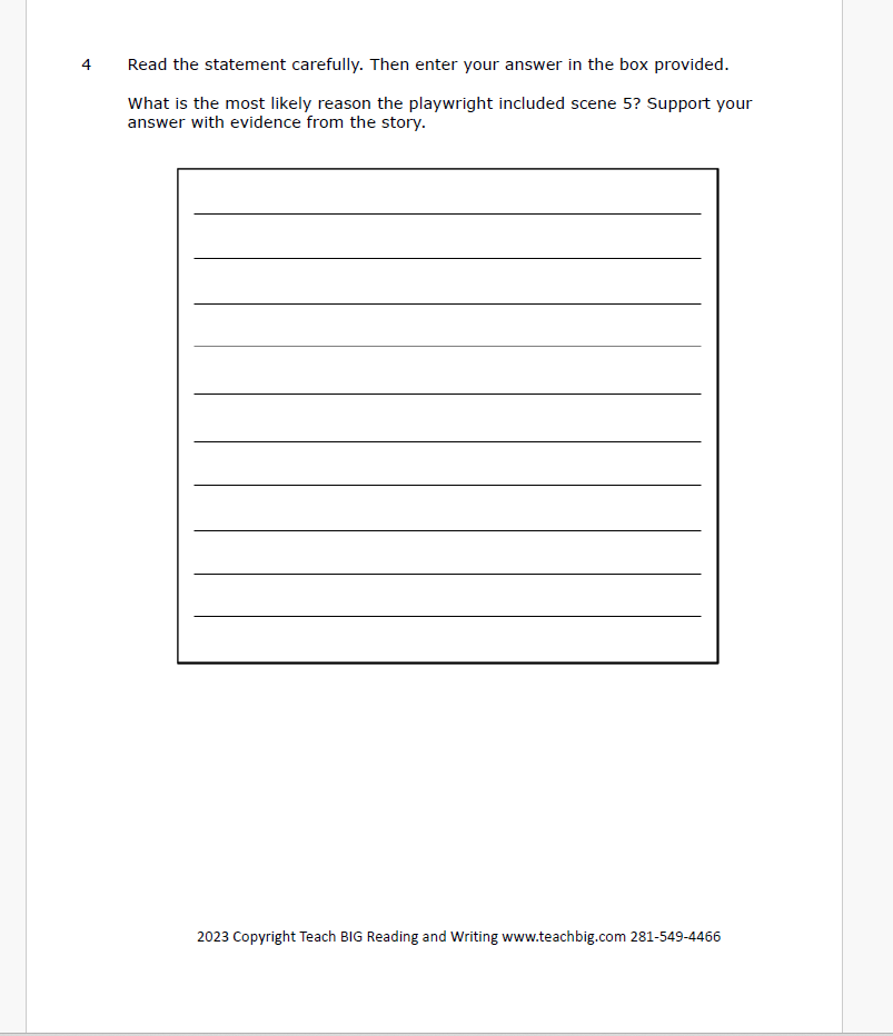 Practice Passage: Drama 6Th Grade Garner State Park