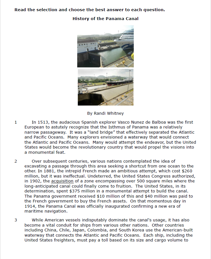 Practice Passage: Bundle 6Th Grade