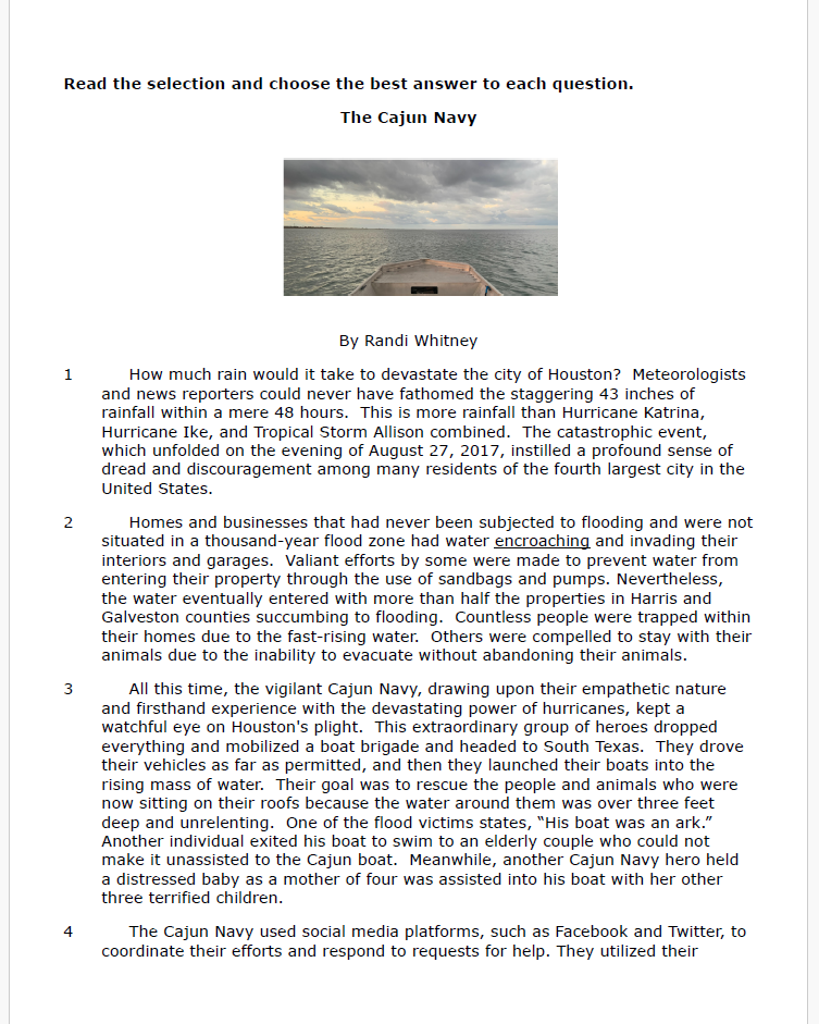 Practice Passage: Set 1- 7Th Grade Bundled