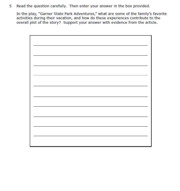 Practice Passage: Drama 10Th Grade Garner State Park