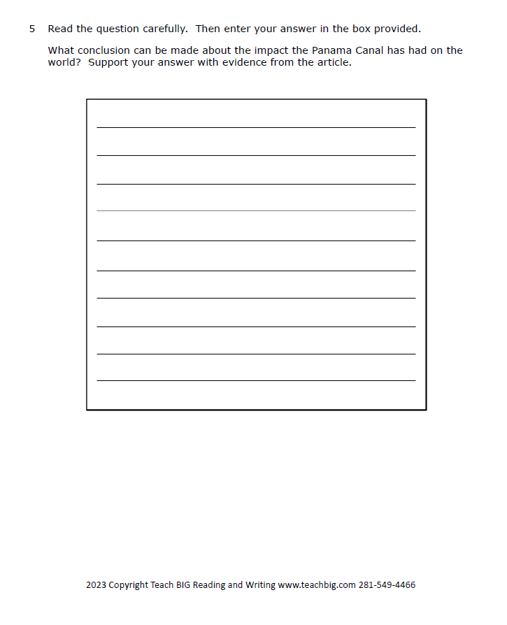 Practice Passage: Non Fiction 10Th Grade History Of The Panama Canal