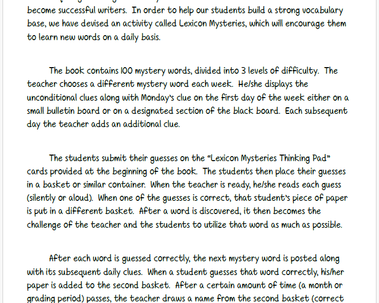 Lexicon Mysteries: The Original Sleuth | This Resource Is Great For Grades Pk-2.