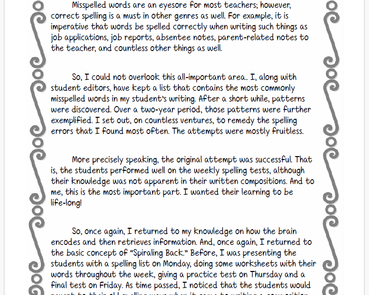 Spelling Spirals | This Resource Is Great For Grades 3-8.