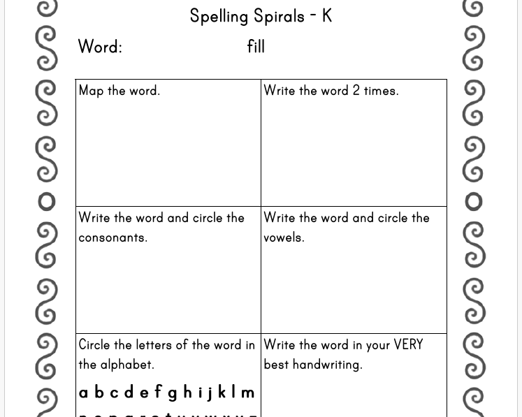 Spelling Spirals | This Resource Is Great For Grades Pk-2.