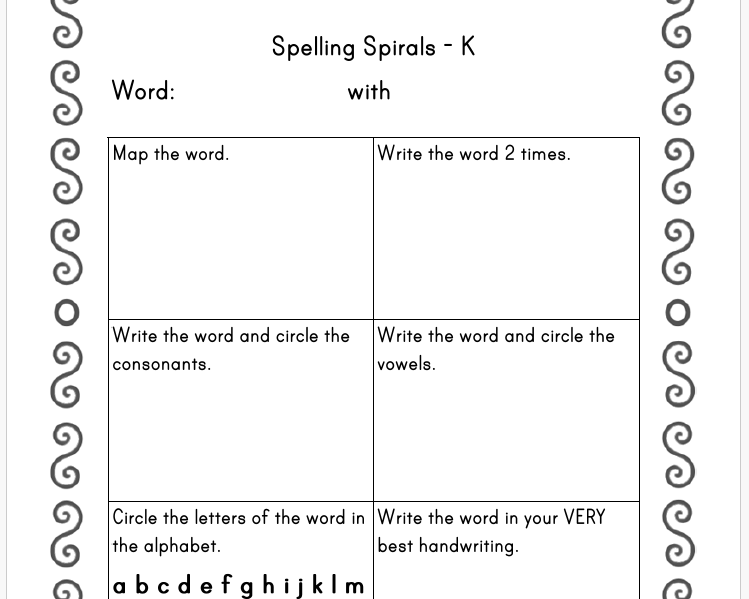 Spelling Spirals | This Resource Is Great For Grades Pk-2.