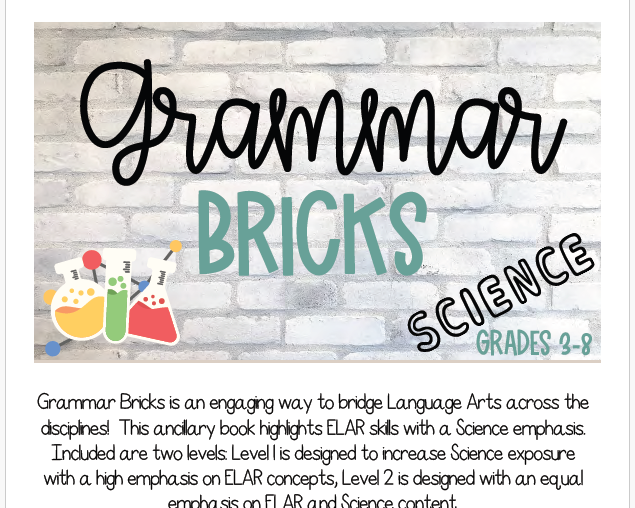 Grammar Bricks - Science | This Resource Is Great For Grades 3-8