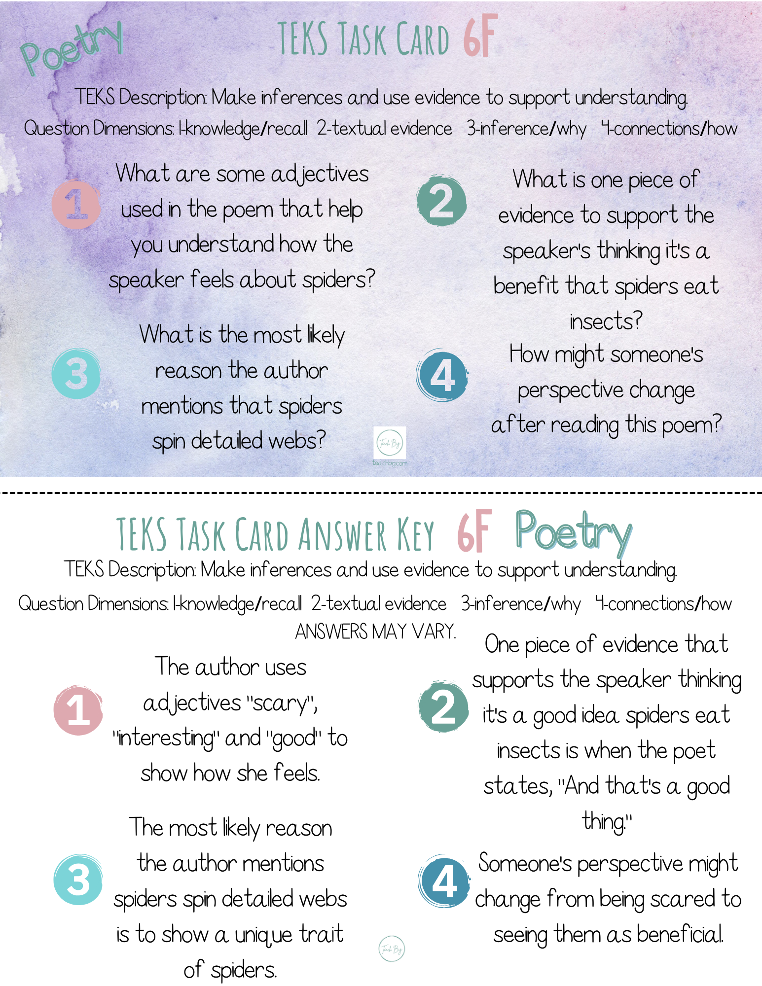 Teks Task Cards: 6F Science Set 1