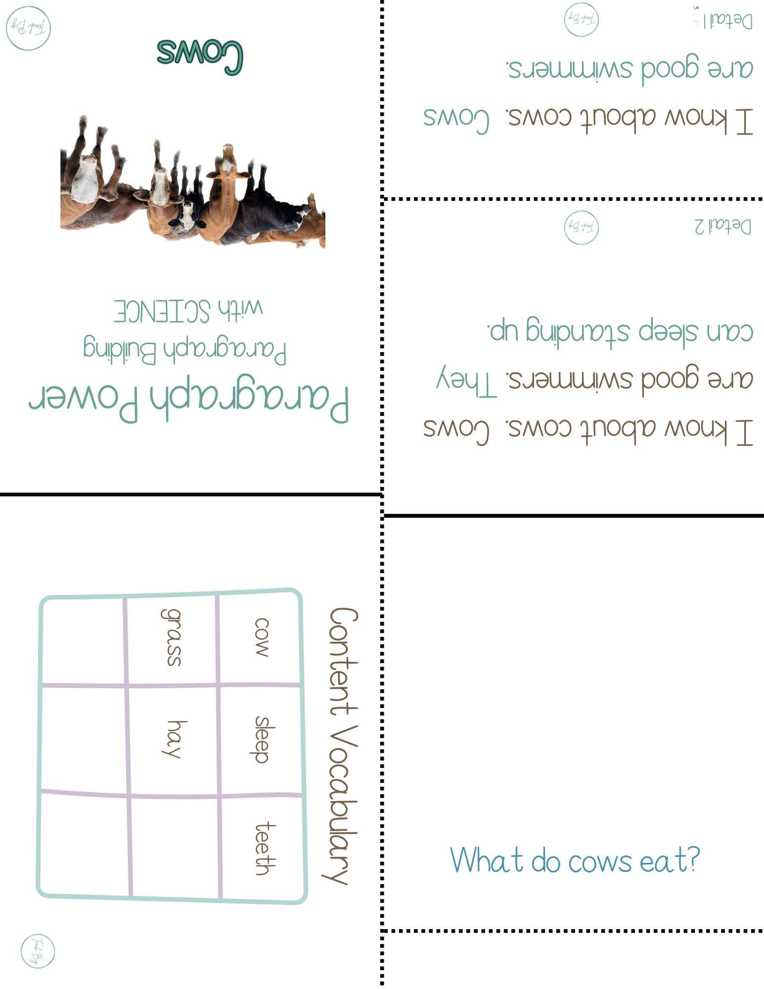 Paragraph Power - Science Cows | Whether It Is A Small Group Paired Student Activity Or An