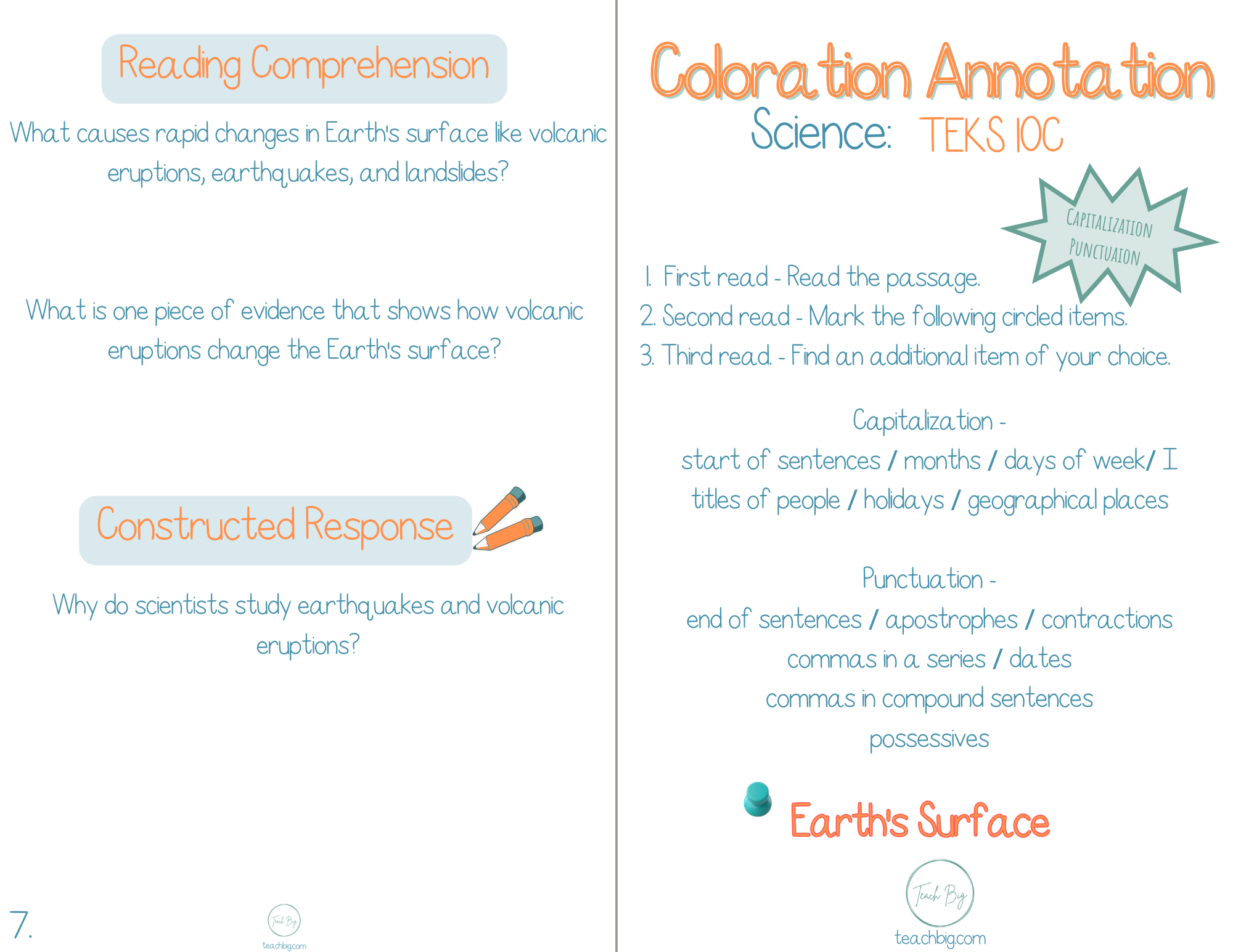 3Rd Grade Coloration Annotation: Science - Capitalization & Punctuation