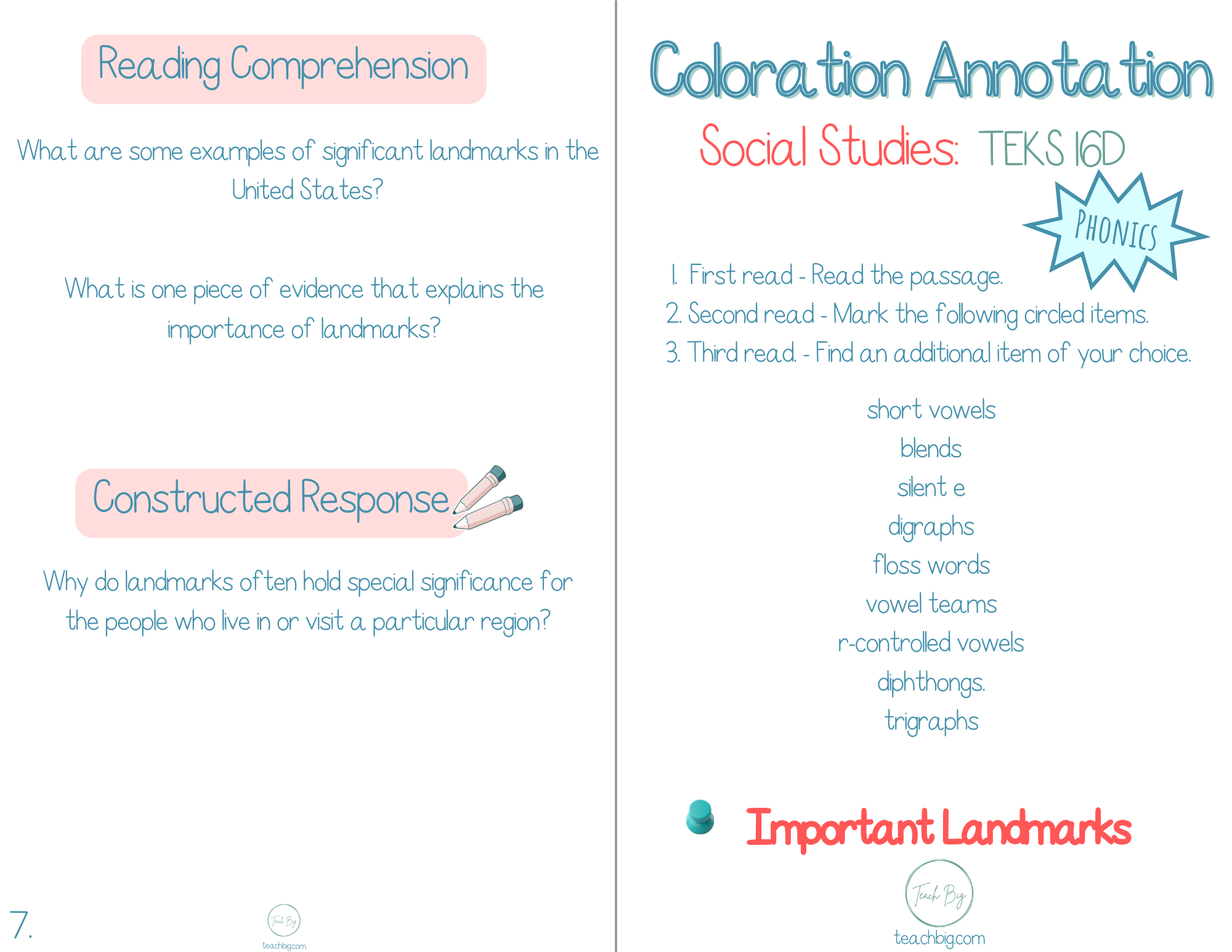 5Th Grade Coloration Annotation: Social Studies - Phonics