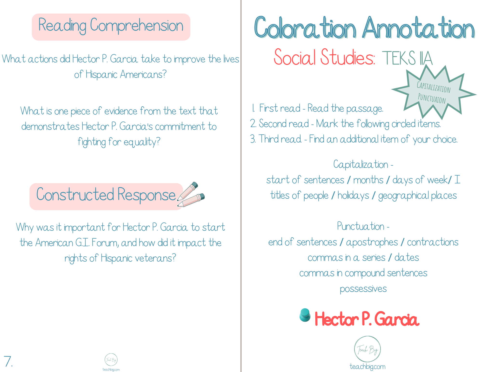 3Rd Grade Coloration Annotation: Social Studies - Capitalization & Punctuation