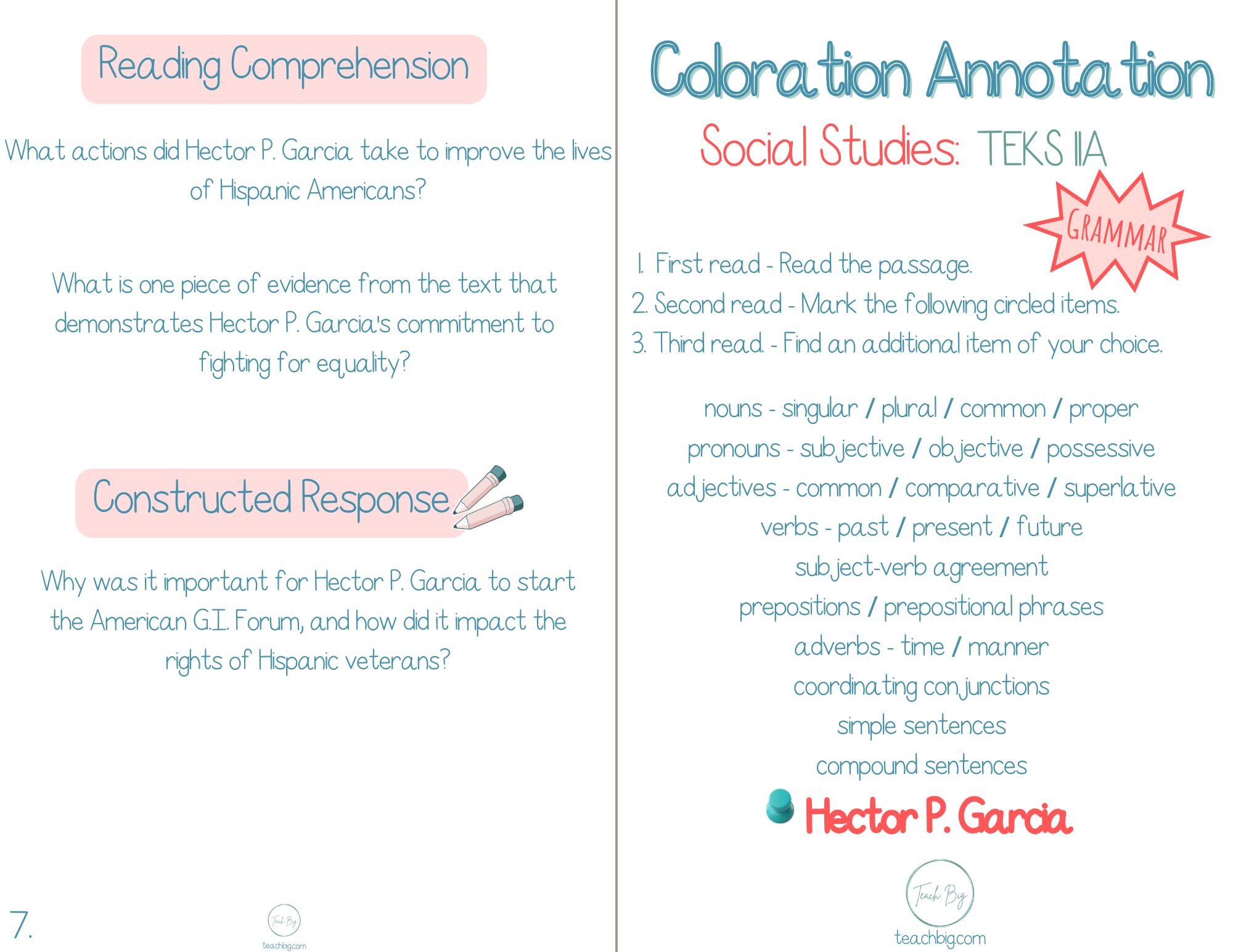 3Rd Grade Coloration Annotation: Social Studies - Grammar