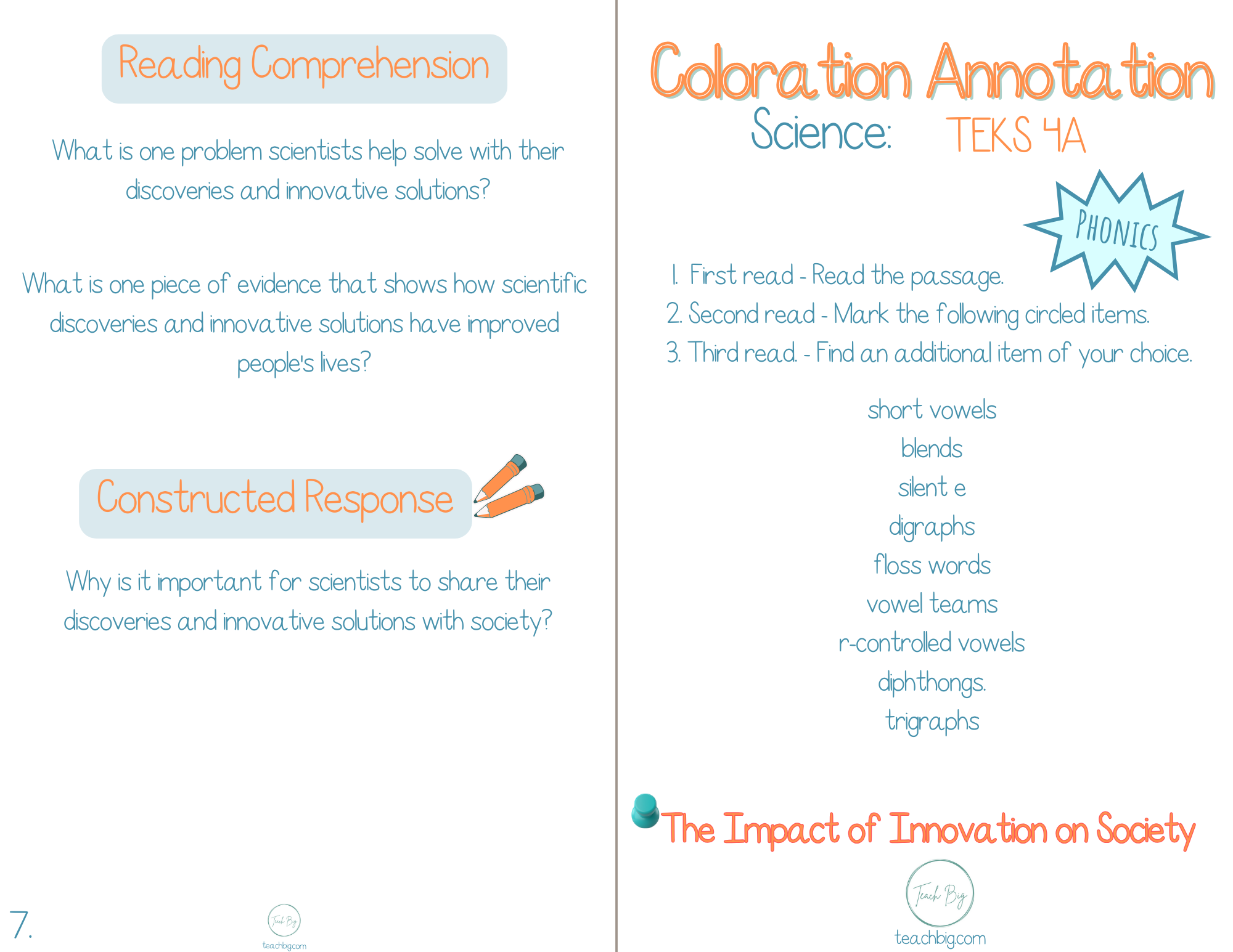 5Th Grade Coloration Annotation: Science - Phonics