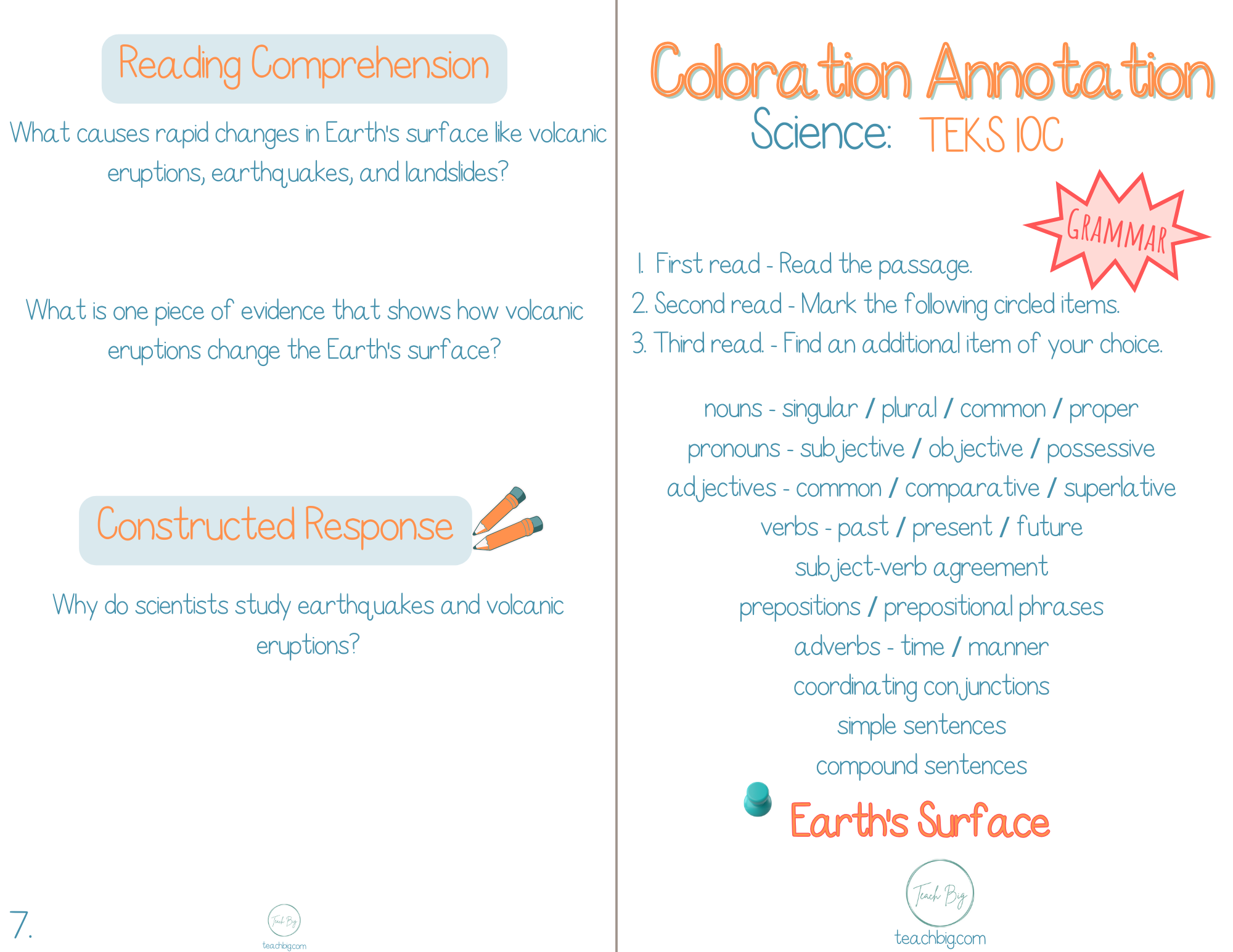 3Rd Grade Coloration Annotation: Science - Grammar