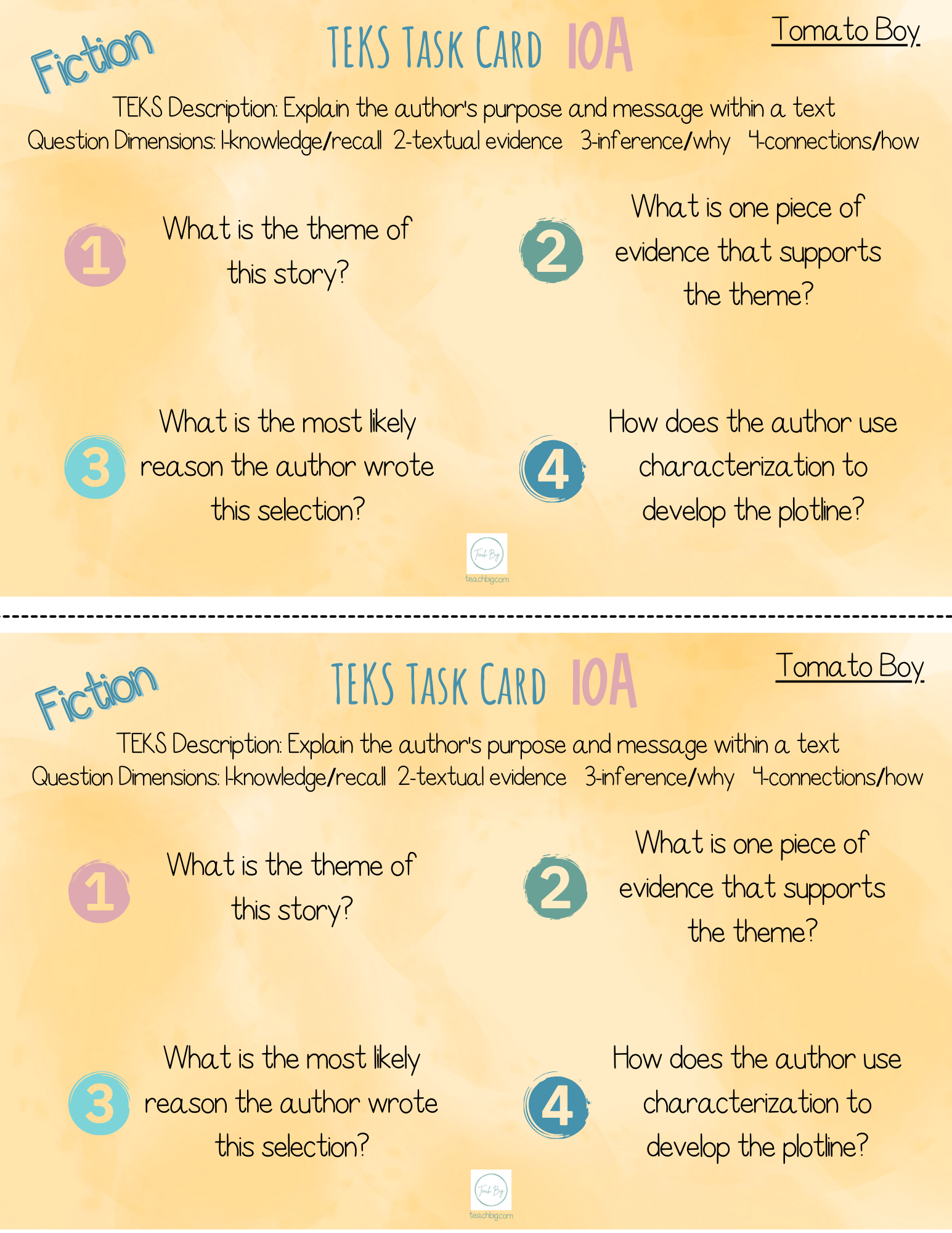 Teks 10A Task Cards:  Sample Set