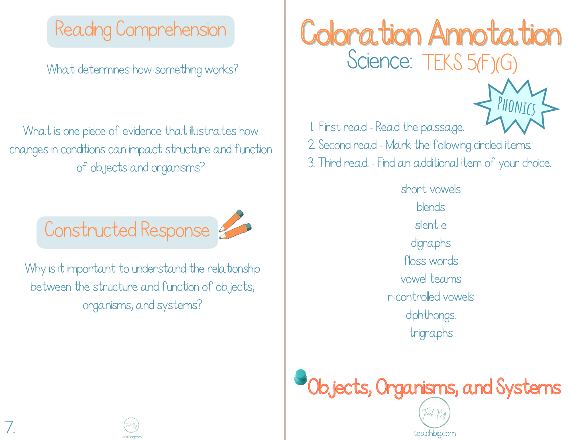 5Th Grade Coloration Annotation: Science - Phonics