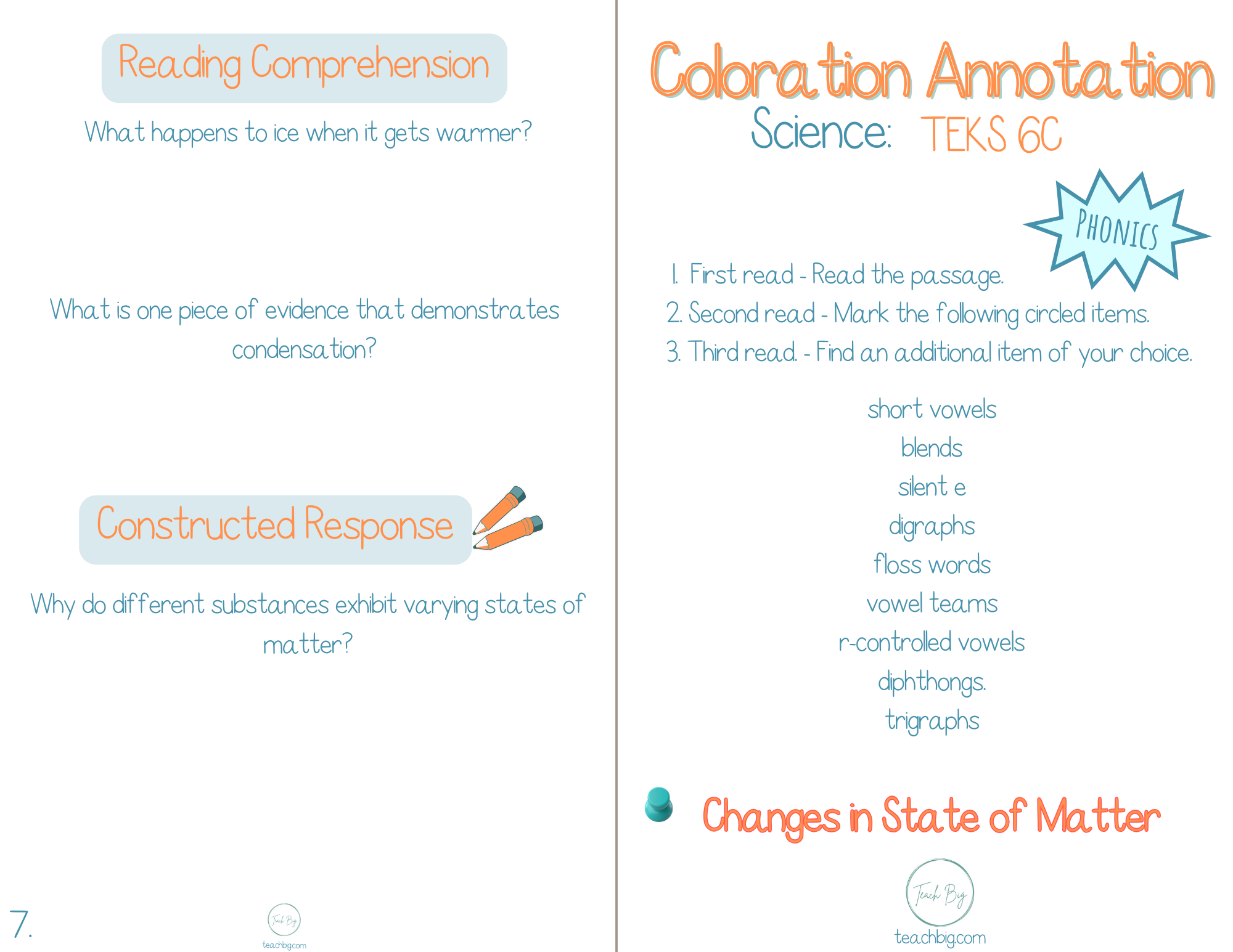 3Rd Grade Coloration Annotation: Science - Phonics