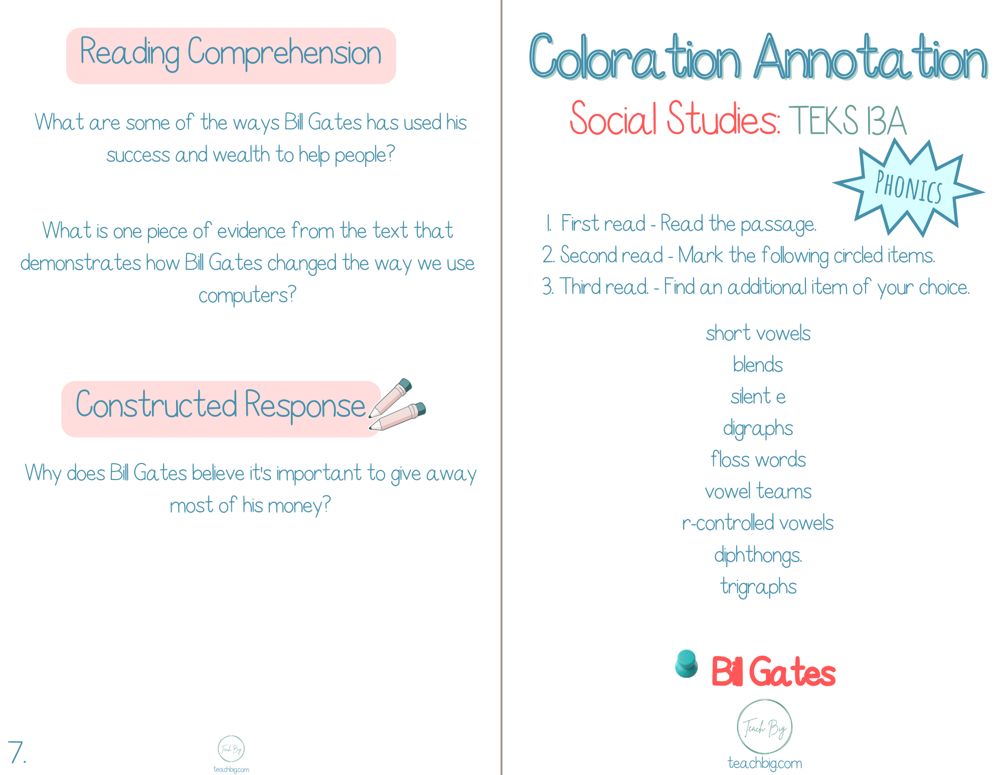 3Rd Grade Coloration Annotation: Social Studies - Phonics