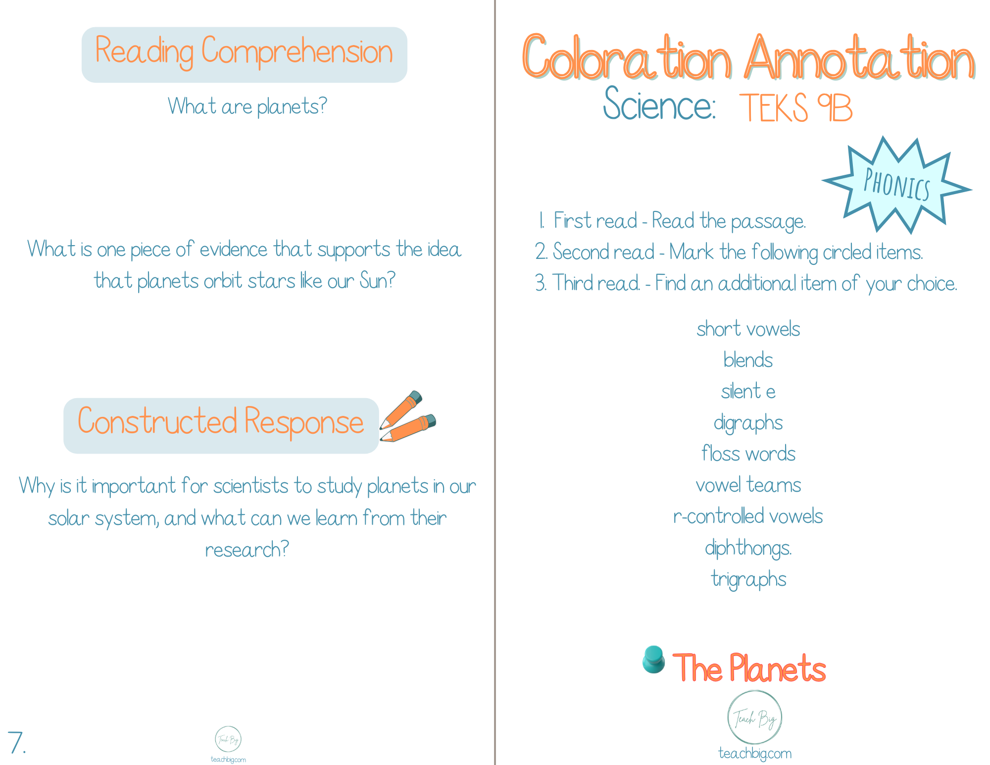 3Rd Grade Coloration Annotation: Science - Phonics