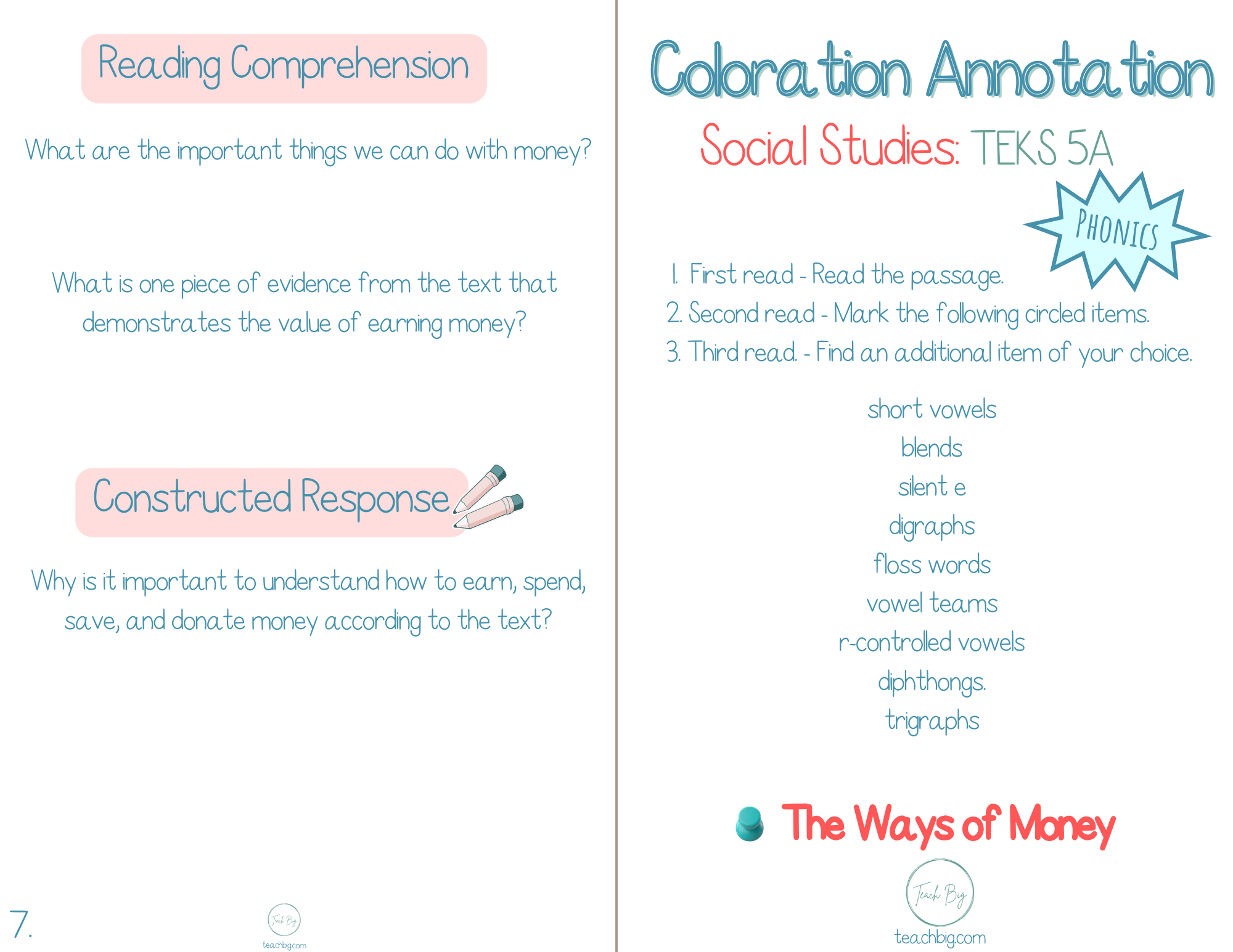 3Rd Grade Coloration Annotation: Social Studies - Phonics