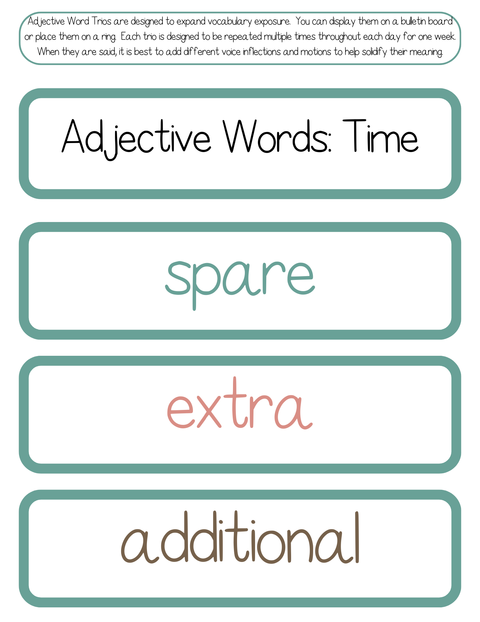 Adjective Word Trios | The Additive Word Trios Item Is A Set Of 36 Sets Three Words That Cover All