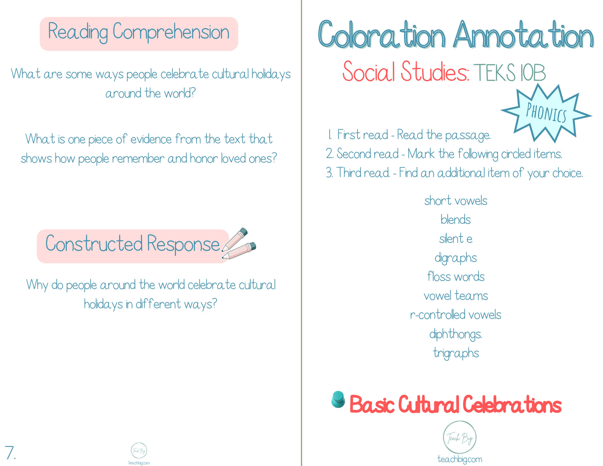 3Rd Grade Coloration Annotation: Social Studies - Phonics