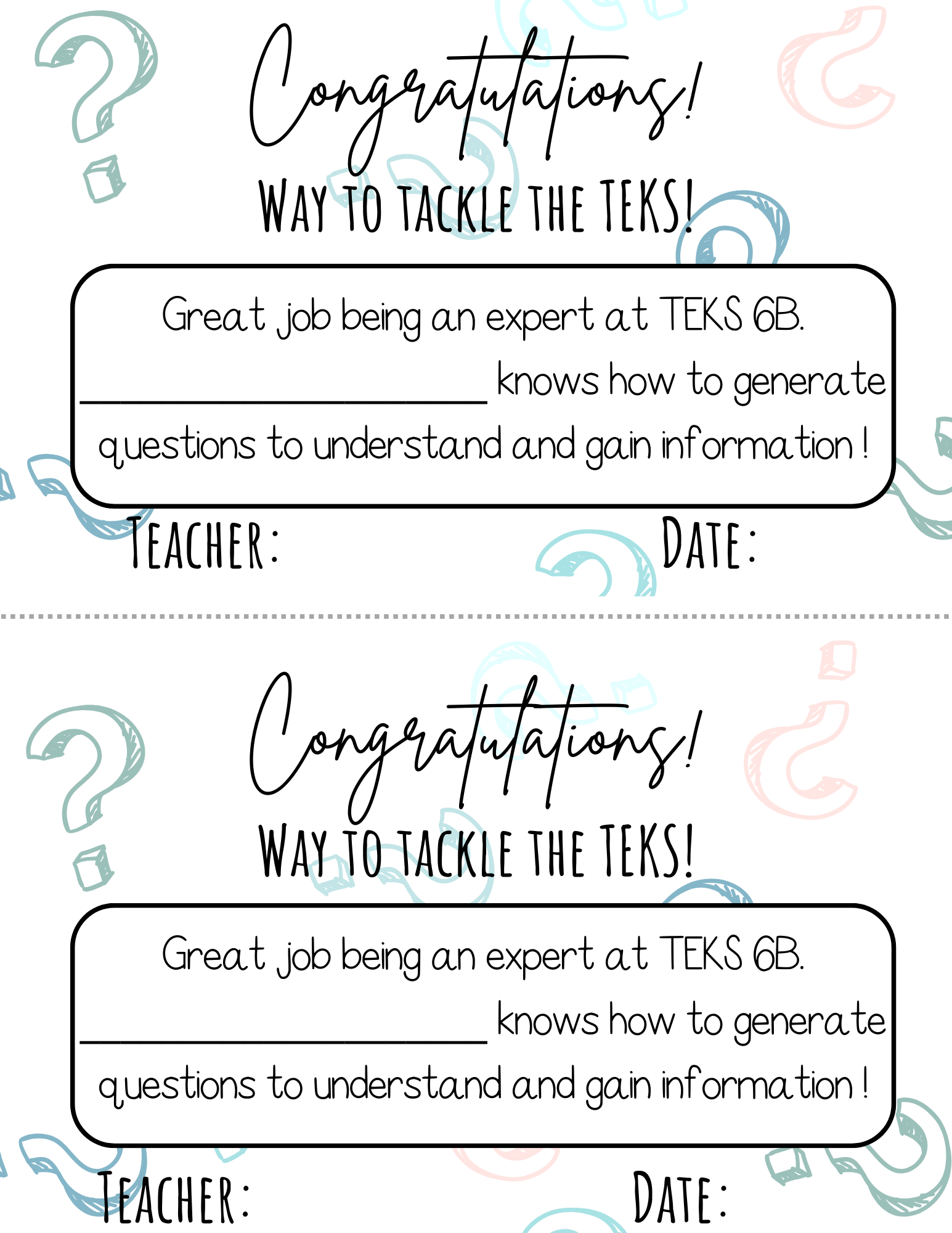 Way To Tackle The Teks! Certificate - Teks 6A 6I | This Certificate Isn’t Just A Paper; It