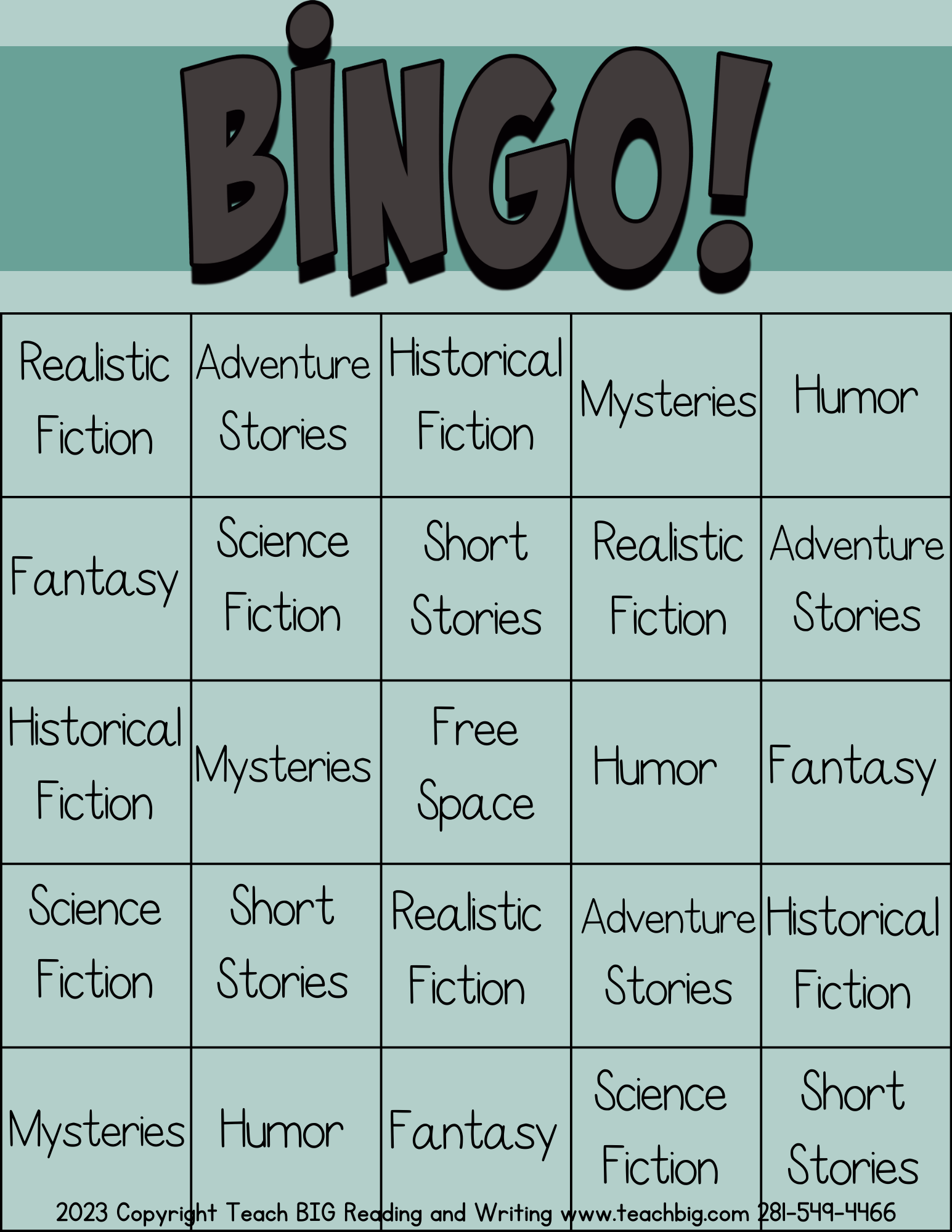 Genres Bingo - This Resource Is Great For Grades 7-8.
