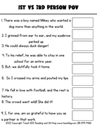 1St Person Vs 3Rd Activity - This Resource Is Great For Grades 4-6.