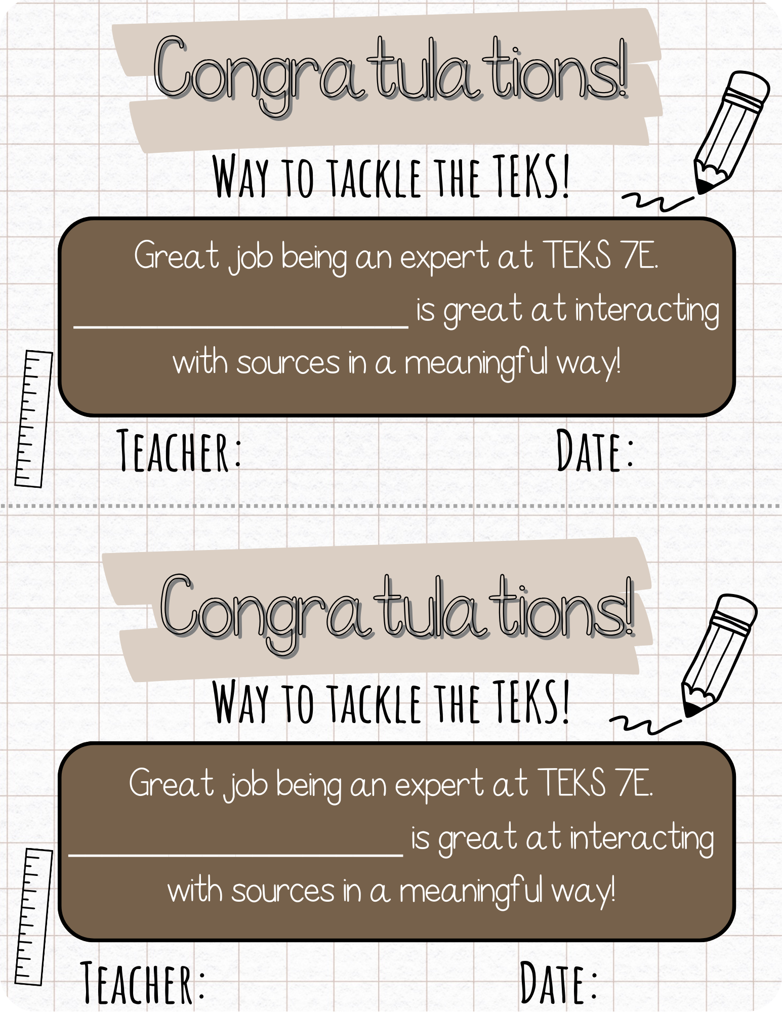 Way To Tackle The Teks! Certificate - Teks 7A 7F | This Certificate Isn’t Just A Paper; It