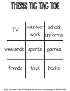 Thesis Tic Tac Toe - This Resource Is Great For Grades 4-6.