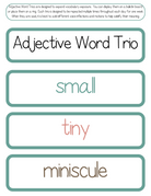 Adjective Word Trios | The Additive Word Trios Item Is A Set Of 36 Sets Three Words That Cover All