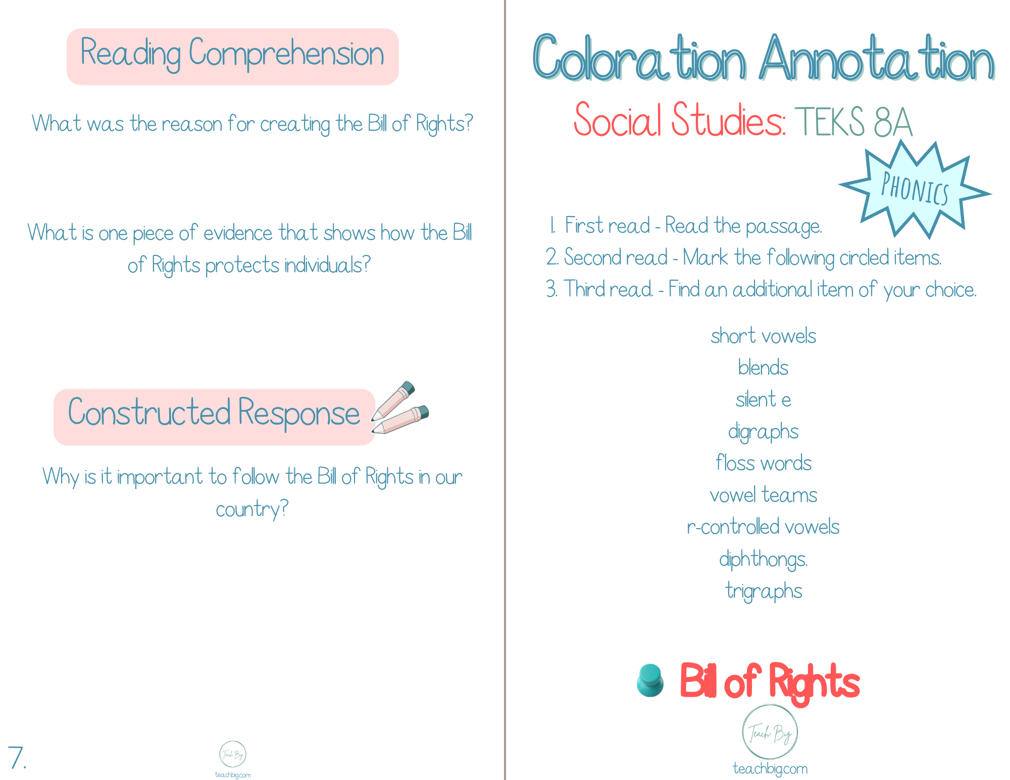 3Rd Grade Coloration Annotation: Social Studies - Phonics