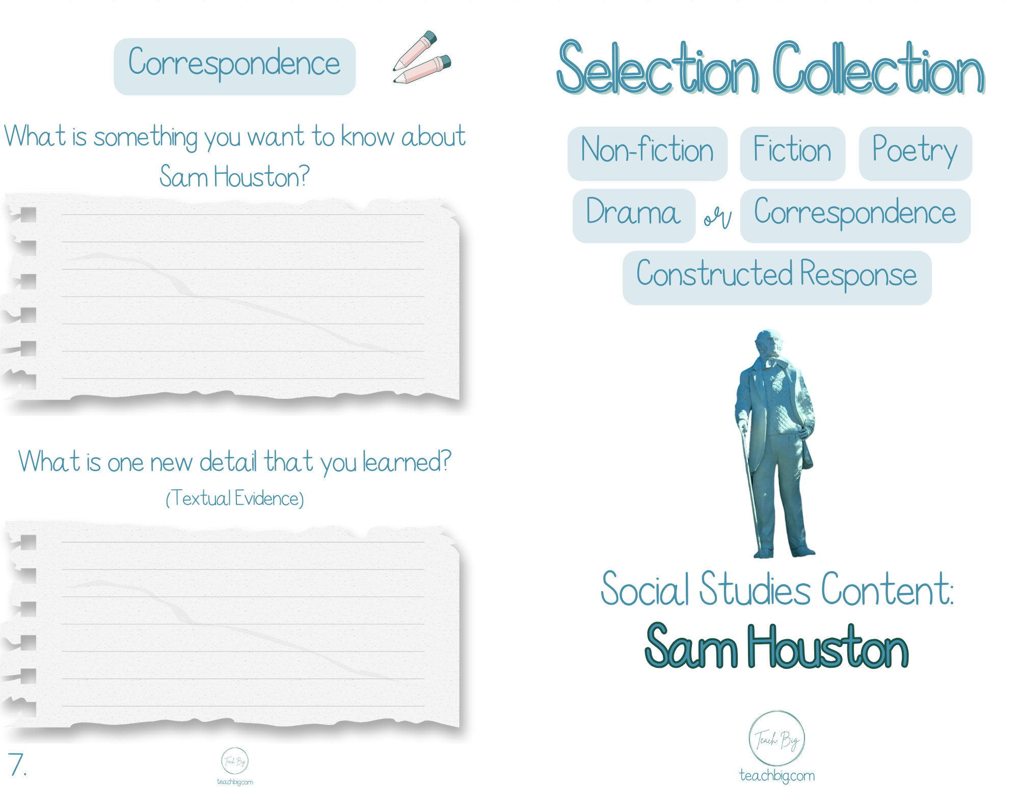 Selection Collection- Social Studies - Sam Houston | Included In The Selection Collection You Will