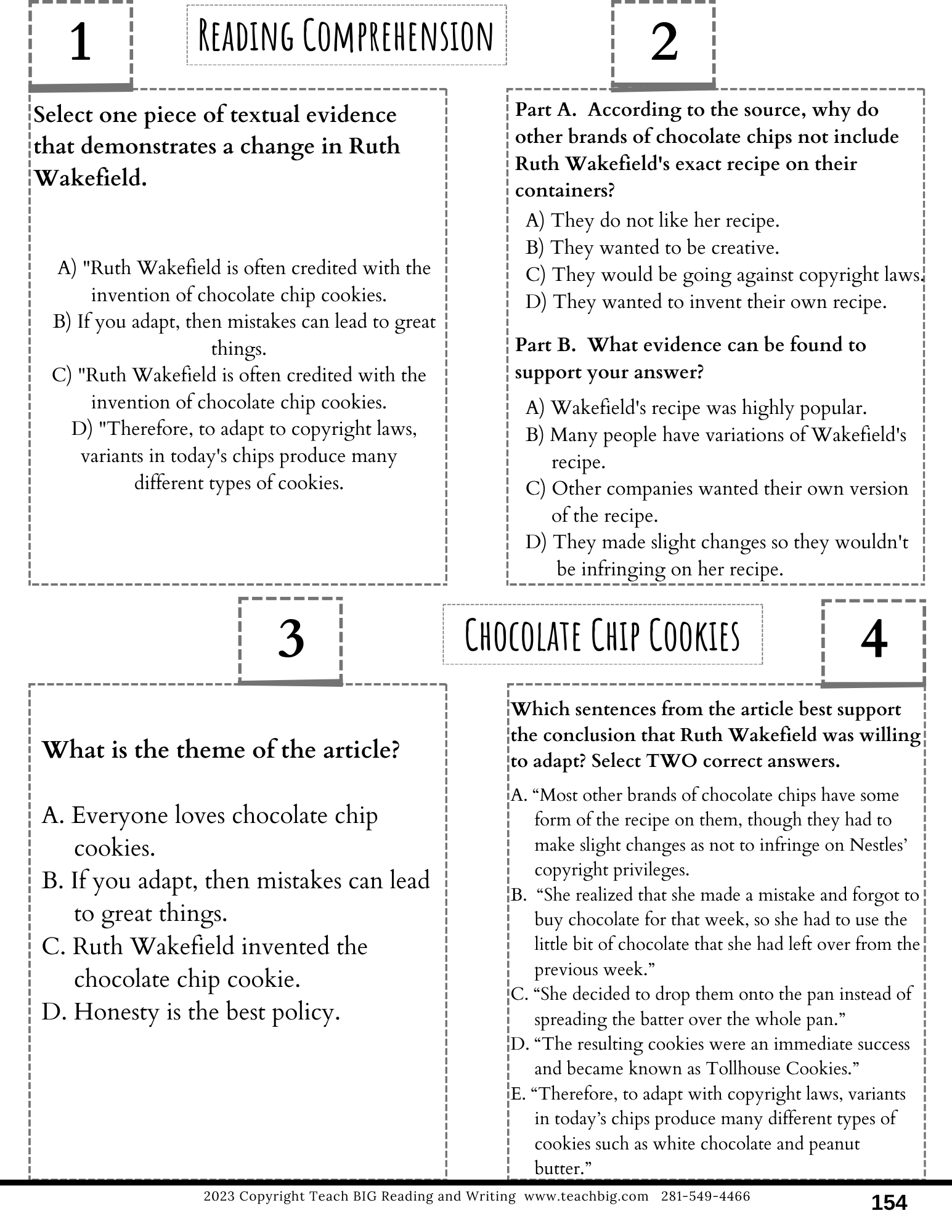 Staar Lapbook Foldable - Chocolate Chip Cookies |