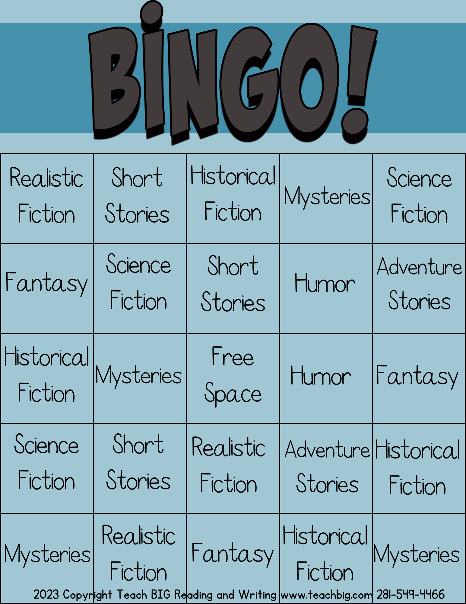 Genres Bingo - This Resource Is Great For Grades 7-8.