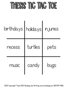 Thesis Tic Tac Toe - This Resource Is Great For Grades 4-6.