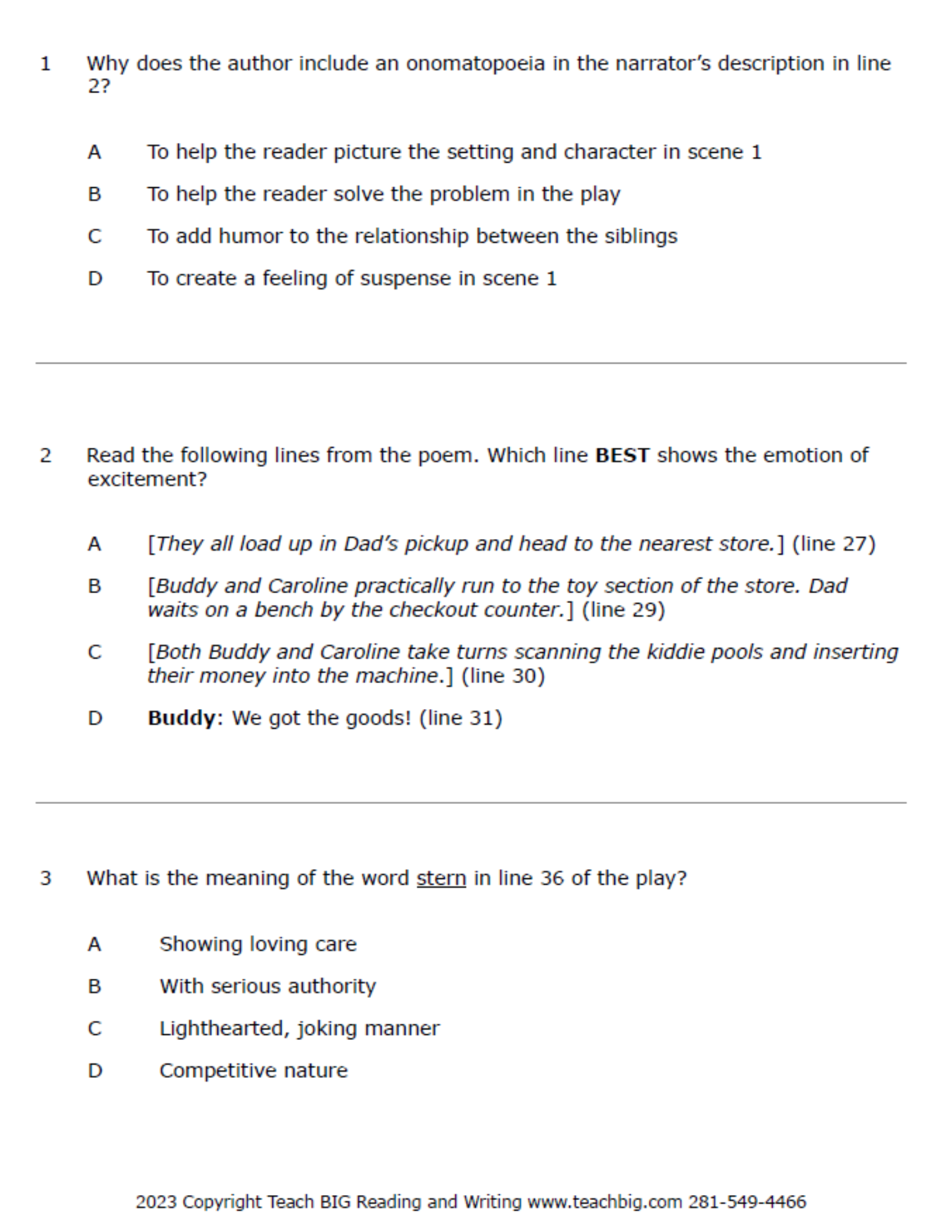 Passage Practice:  Drama - 3Rd Grade Summer Troubles