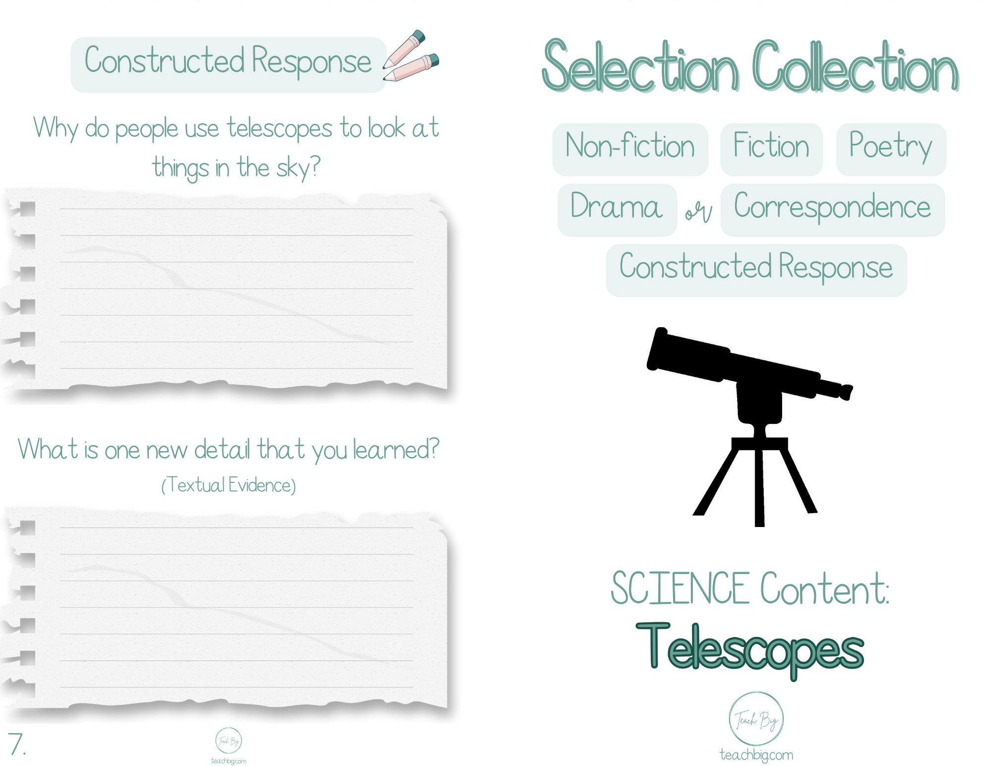 Selection Collection - Science Telescopes| Included In The You Will Find A Nonfiction Fiction Poetry