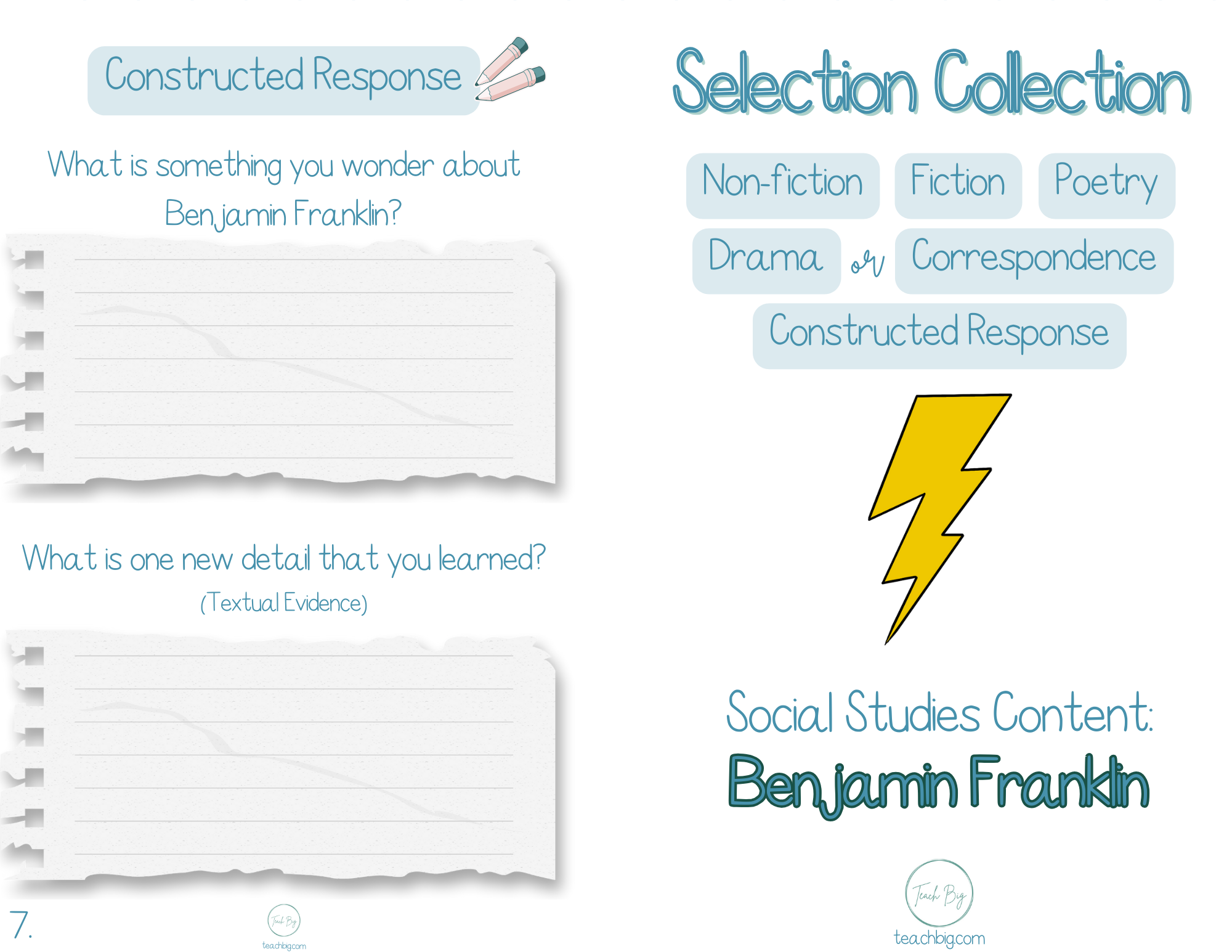 Selection Collection- Social Studies- Benjamin Franklin | Included In This Selection Collection You